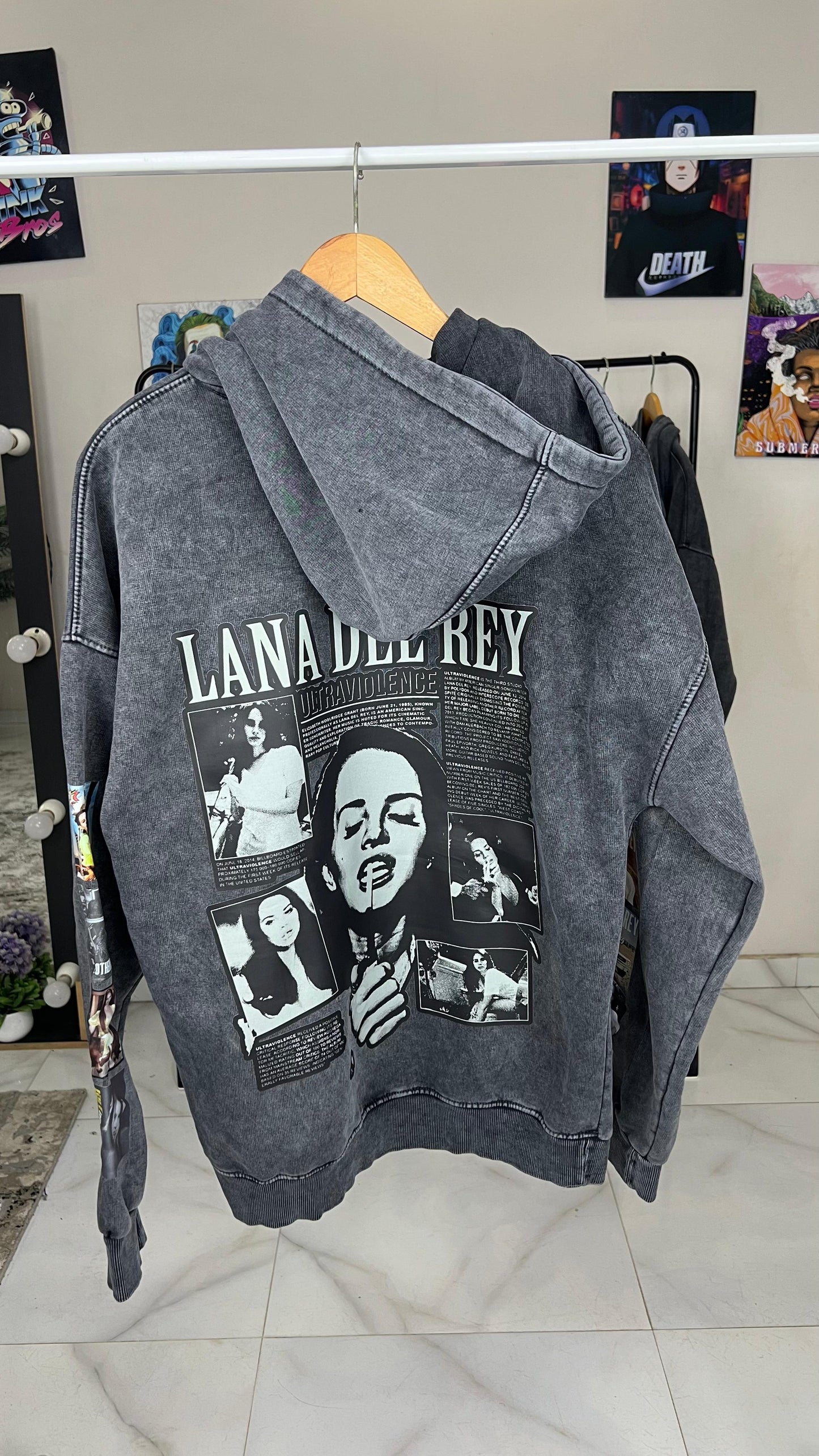 Lana Del Rey Black Washed Hoodie